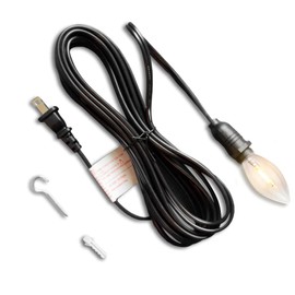 Fantado Cord + SHATTERPROOF Bulb | Black Weatherproof Outdoor Pendant Light Lamp Cord Combo Kit, E12 Base, Warm White Candelabra Bulb - 15 Foot
