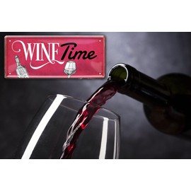 schilderkreis24 Funny Saying "Wine Time" Decorative Wine Tin Sign Metal Sign Gift Idea Retro Funny Gift Idea Birthday Christmas Wine Cellar Wine Bar Wine Arbour 28 x 12 cm