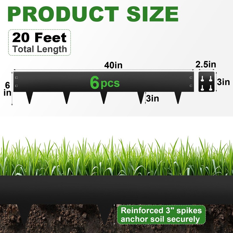 Metal Landscape Edging 6" H X 40" L, 6 Pack