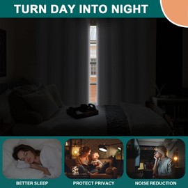 Diraysid 100% Blackout Curtains White Linen Curtains for Bedroom Grommet Thermal Insulated Room Darkening Drapes (2 Panels, W52 x L95 Inch)