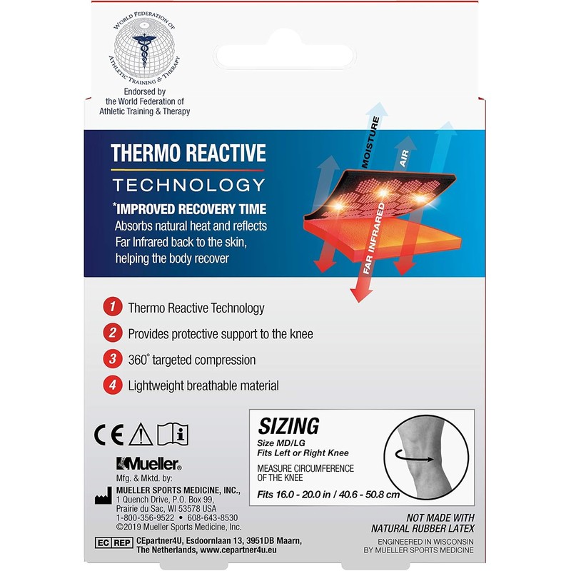 Mueller 4-way Stretch Premium Knee Support With Thermo Reactive Technology,