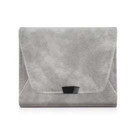 MultiValue Trifold Wallets for Women, Soft PU Leather Slim Card Wallet Compact Mens Trifold Wallets with Snap Ladies Wallet for Working Traveling Shopping (Grey)