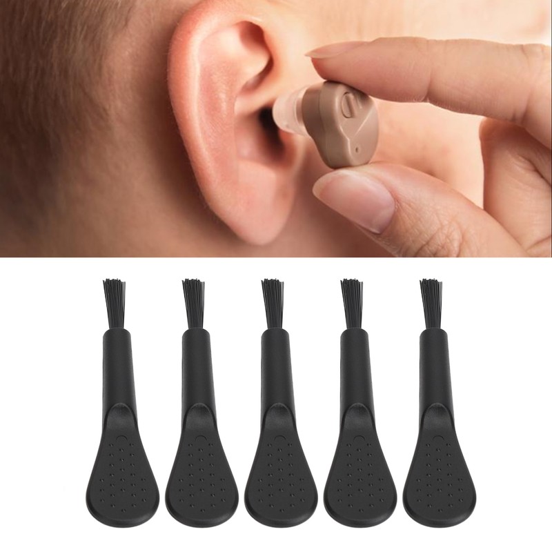 20pcs Black Handle Black Hair Sound Aid Cleaning Brush Professional