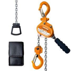 KITUYOTO Mini Lever Chain Hoist 1100 LBS 0.5 Ton Capacity 10Ft Ratchet Chain Puller Hoist with G80 Chain and 2 Heavy Duty Hooks for Lifting Pulling Garages Automotive Machinery Warehouse Building