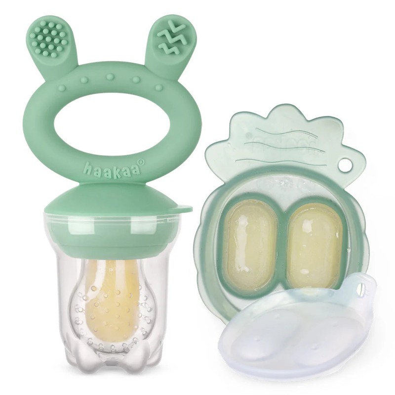 Haakaa Fresh Food Feeder with Mini Nibble Tray, Lavender/Pea Green