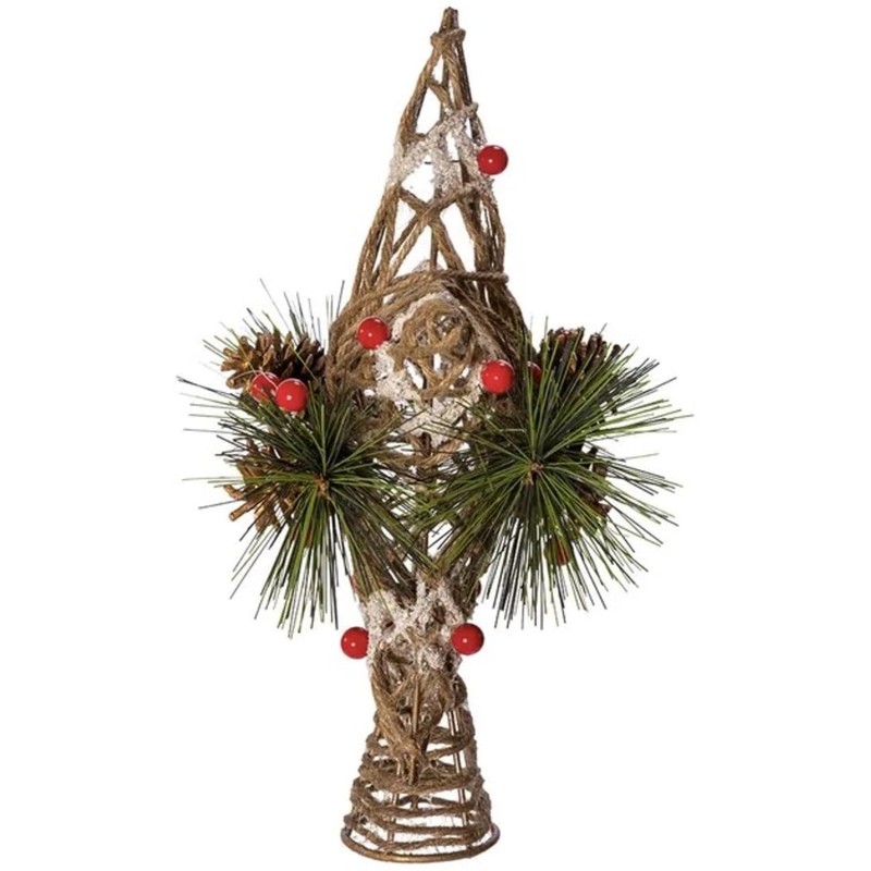 Kurt Adler 11-Inch Natural Star with Pinecones Treetop