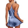 CHYRII Women's Sexy Ruffled Racerback Pajamas Sets Satin Silk Cami
