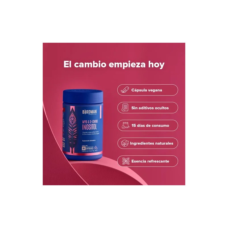 Birdman Myo D-Chiro Inositol: Suplemento de 90 Cápsulas Veganas Sin