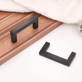 Gobrico 5 Pack Square Cabinet Handles, Modern Brushed Nickel Cabinet Handles Bathroom Drawer Pulls Hole Centers 64mm, 2-1/2 inch Cabinet Pulls Stainless Steel Cupboard Handles