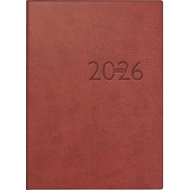 rido/idé Pocket Calendar Mod. perfect/Technik I 2026 | A6, Faux Leather, Bordeaux