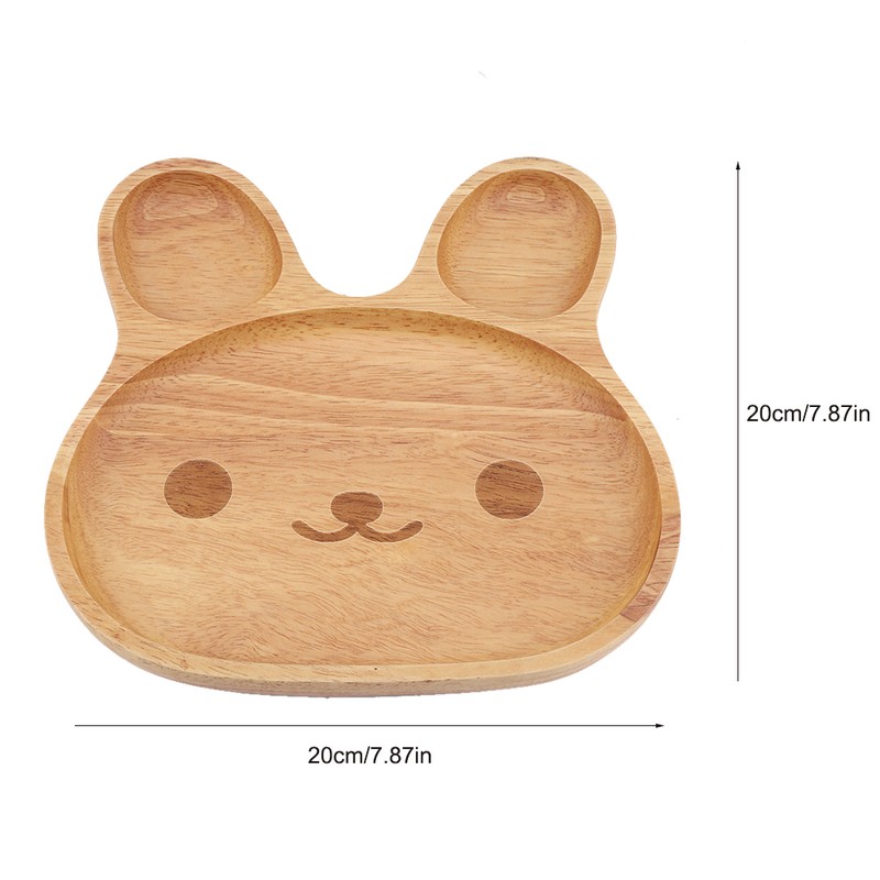Wooden Plate Child Dessert Snacks Serving Tray Adorable Rabbit Wood