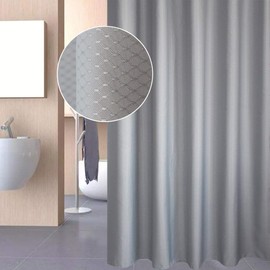 EurCross 72 x 76 inch Solid Gray Waffle Weave Fabric Shower Curtain, Heavyweight, Water-Repellent Bathroom Shower Curtain,Size 72 Wide by 76 Long