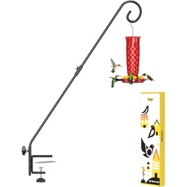iBorn Deck Hook for Bird Feeder, Hummingbird Feeder Hanger for Deck Railing, Heavy Duty Deck Hanger for Outdoors Hanging, 360° Rotatable Arm, Solid Wire, 28 Inch, Pack of 1