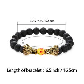 SBI Jewelry Black Dragon Bracelet for Men Lava Rock Beads Stretch Good Luck Gifts Wrap for Boyfriend Son Dad Husband Uncle Birthday Anniversary
