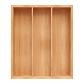 Unibambou Bamboo Utensil Drawer Organizer, Silverware Tray Organizer, Kitchen Drawer Organizer for Flatware Cutlery, (Natural, 3 Slots)
