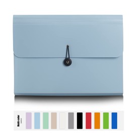 Nicfaec Expanding File Folder, 13 Pockets, Light Blue, Polypropylene for Work, School, Home, Office