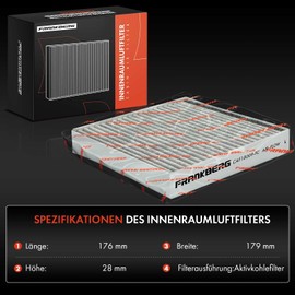 Frankberg 2x Cabin Air Filter Pollen Filter with Activated Carbon Compatible with Picanto JA 1.0L 1.2L 2017-2024 Replace# 97133G6000