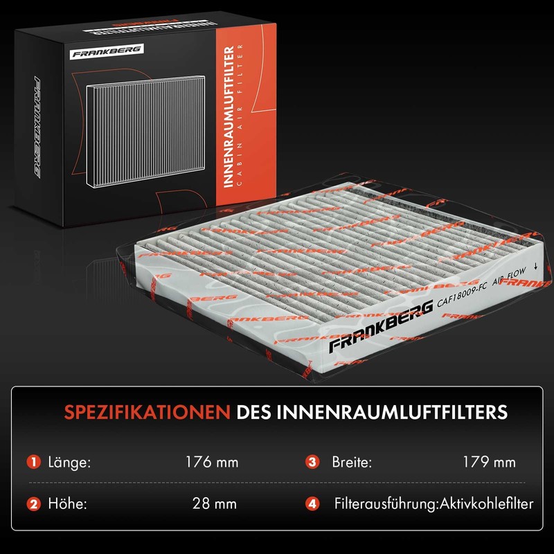 Frankberg 2x Cabin Air Filter Pollen Filter with Activated Carbon