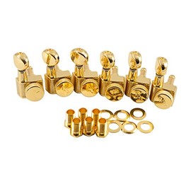 Kluson Locking Tuners For Fender USA Standards, 6 In Line - Oval Metal Button Gold