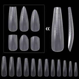 KADS 240Pcs Matte Full Cover Fake Nail Tips - 12 Sizes, Medium Long Trimmable False Nails Square Round Almond Coffin Shape, DIY Press on Nails for Manicure & Nail Art