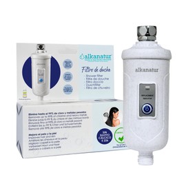Shower Filter, Anti Limescale and Chlorine Filter, Eco-Friendly, No Limescale Sulphite E226, Water Filter, Removes Heavy Metals, Shower Filter for Hair and Skin, 30,000 L, Easy Installation Alkanatur