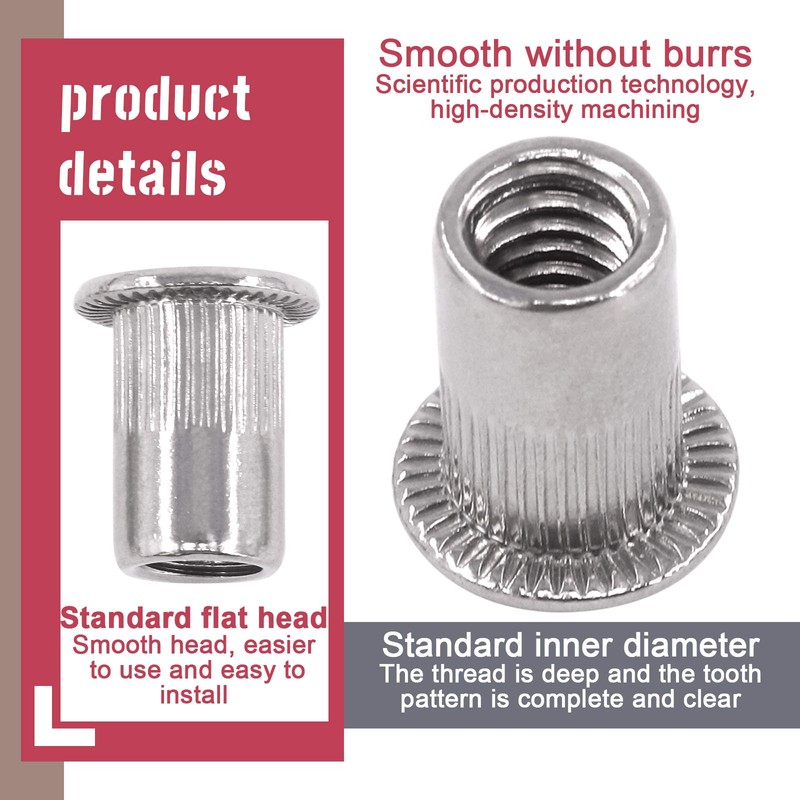 Hilitchi SAE Stainless Steel Rivet Nuts Threaded Insert Rivnuts (1/4-20“-(50PCS))