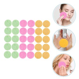 BIUDECO Compressed Facial Sponges Pcs Round Makeup Remover Cotton Soft Exfoliating Texture Yellow Pink Green