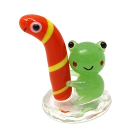 Falkart CKK232 Green Figurine, Total Length 1.1 inches (2.8 cm), Cute, Handmade, Glasswork Nishikianako Favorite Frog