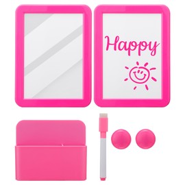 Locker Accessories Kit - Back to School Supplies for Girls, 6 Pcs Preppy Locker Decor, Includes Magnetic Whiteboard Mirror Dry Erase Marker Holder and More Decorations School Stuff, Pink