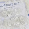 White dot handmade nail tips - ballerina / 화이트 도트