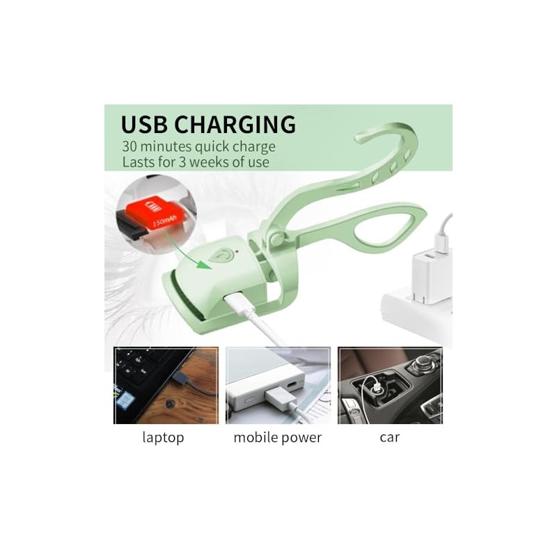 Heated Eyelash Curler for Women, USB Rechargeable Lash Curling Beauty
