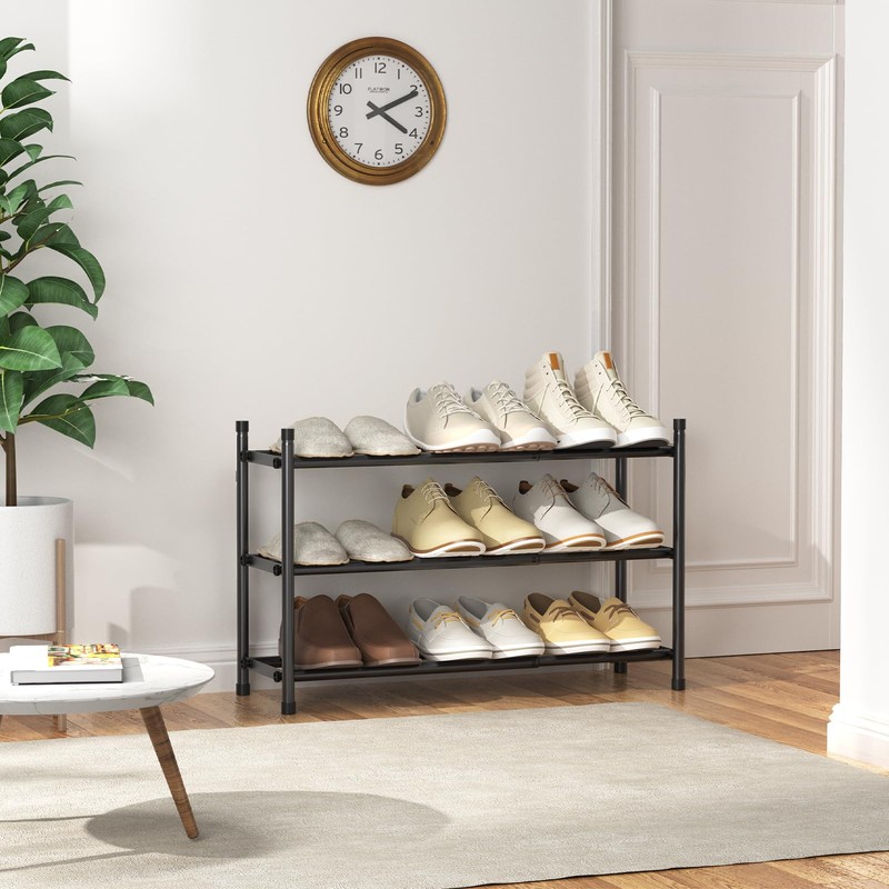 Uneviesyka Expandable Shoe Rack, 3 Tier Shoe Rack for Closet,