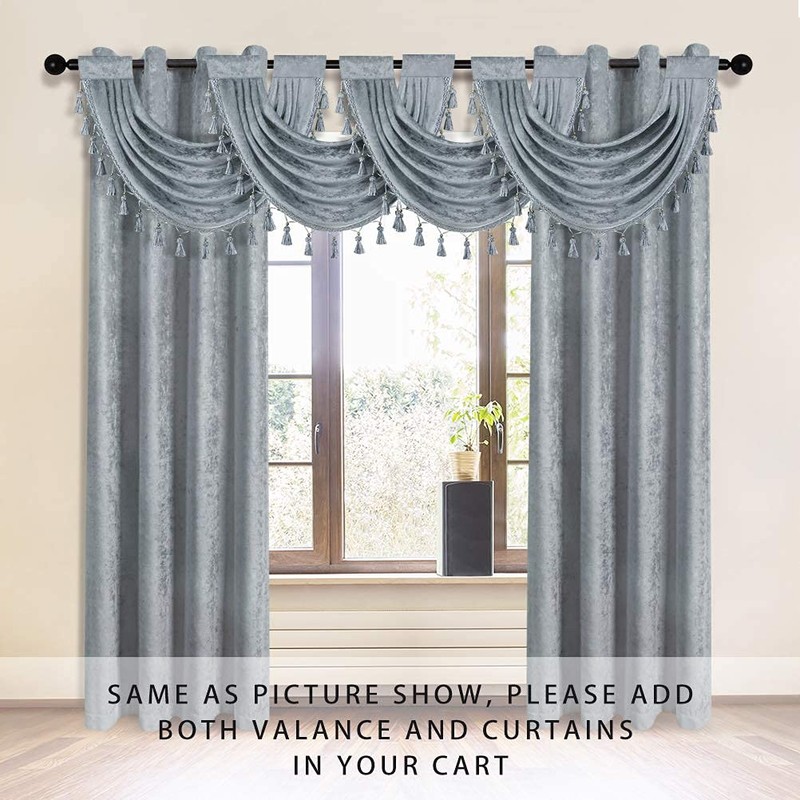ELKCA Thick Chenille Waterfall Swag Valances for Living Room Valance