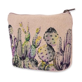 COTT N CURLS Cactus Small Pouch - 5.5" x 7.5" Small Makeup Bag, Handcrafted Small Zipper Pouch, Cotton Canvas Small Pouches with Zipper, Durable Pouches for Purse with Digitally Printed Designs