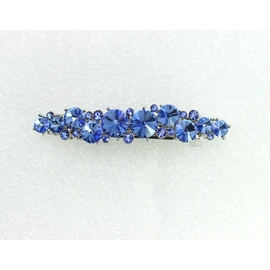 Faship Gorgeous Blue Premium Rhinestone Crystal Floral Small Hair Barrette Clip