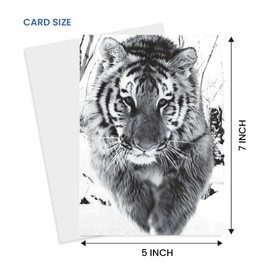 Tiger-Themed Card for All Occasion, Larger Size 5x7 - Blank Inside - Unique Card for Nature & Animal Lovers - Wildlife Photography card