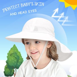 RAOEXI Baby Girl Sun Protection Hat with Neck Flap Toddler Boy Mesh Bucket Hats Kids Adjustable Summer Beach Cap UPF 50+ (CA/US, Age, 2 Years, 6 Years, B-White)