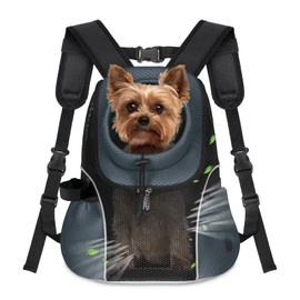 WOYYHO Pet Dog Carrier Backpack Small Dog Front Backpack Ventilated Mesh Dog Travel Back Pack with Safety Belt for Travel Hiking Cycling Outdoor Adventures (Size M: 5-9 lbs, Dark Gray)