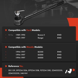 A-Premium Front Inner Left Tie Rod End, Compatible with Ford Ranger 1989-1997, Bronco II 1989-1990 & Mazda B2300 B3000 B4000 1994-1997, RWD