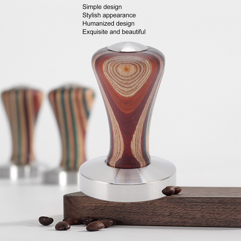 Colorful Wood Coffee Flat Tamper Stainless Steel Base Powder Hammer