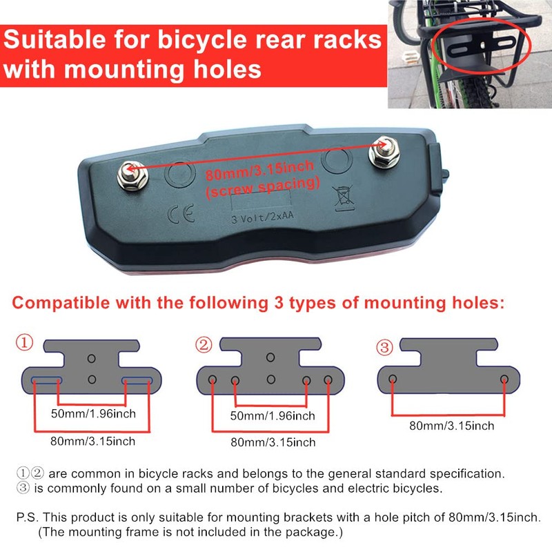 Bike Tail Light, Bicycle Rear Reflector Tail Light for Luggage