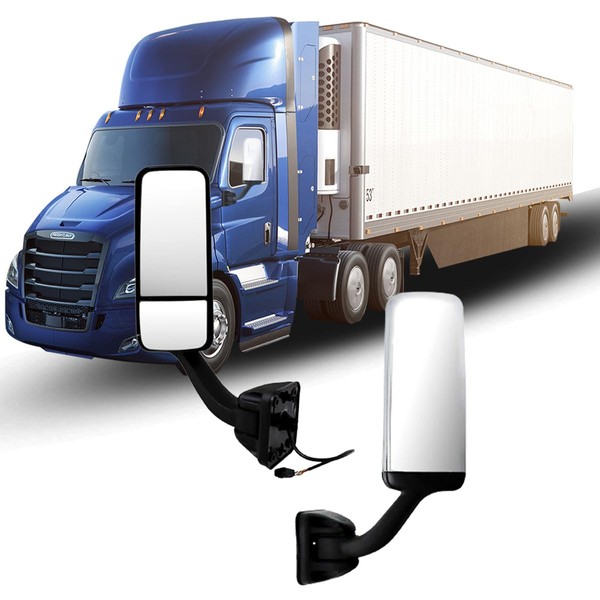 Door Mirror for FREIGHTLINER CASCADIA, Driver Side Black Heated &