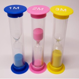 Sand Timer 3 Colorful Small Hourglass for Kids Acrylic Covered Sandglass Clock 1Min / 2Min / 3 Min for Children Toothbrush Classroom Office (3 Pack-1/2/3 Min)