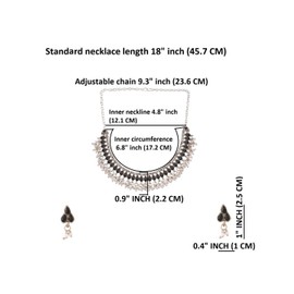 Efulgenz Boho Indian Oxidized Faux Pearl Beaded Vintage Tribal Statement Choker Necklace Earrings Jewelry Set