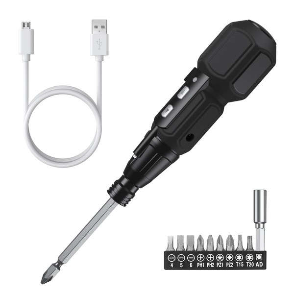 ORIA Electric Screwdriver Cordless, 13 in 1 Rechargeable Electric Screwdriver Set with 10 Bits and 1/4 inch Bit Holder, Power Repair Tool Kit with LED Lights, Charging Cable, for Phones,Toys, PC