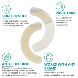 Ostomy Barrier Strips [Pack of 20], Elastic Barrier Strips for Colostomy Bags, Latex-Free Skin Barrier Strips,Hydrocolloid Ostomy Extenders,Waterproof Half Rings for Sealing Ostomy Bag