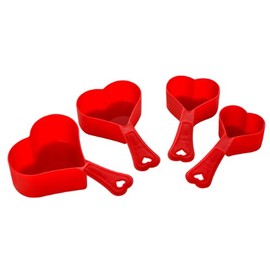 Premier Housewares 4 Piece Red Love Heart Shaped Measuring Spoon Set Cups and Mls Premier