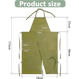LYCN Pottery Split Leg Aprons, Full Coverage Cotton Canvas Potters Ceramics Apron with Pockets for Artists Clay Women Men (Green)