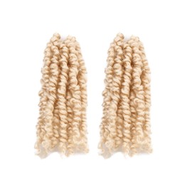 6 Inches 2 Packs Super Short Passion Twist Crochet Hair for Black Women and Kids- Blonde Off-white Pre Looped Pretwisted Crochet Hair,Soft Lightweight Hair Extension Braided by Synthetic Spring Kinky Twist Bohemian Curls(6"-2 Packs,613#)