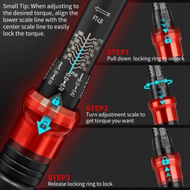 23PCS 1/2-Inch Drive Torque Wrench Set, 10-170FT.LB/13.6-230.5Nm, 1/2 Drive Click Torque Wrench, 72-Tooth Dual-Range, ±3% Precision Adjustable Torque Wrenches for Cart, Motorcycle, Lug Nut